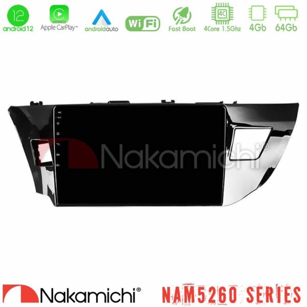 Nakamichi NAM5260 Series 4Core Android12 4+64GB Toyota Corolla 2014-2016 Navigation Multimedia Tablet 10" Με Carplay & Android Auto