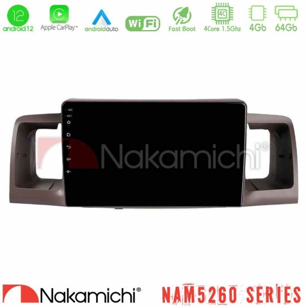 Nakamichi NAM5260 Series 4Core Android12 4+64GB Toyota Corolla 2002-2006 Navigation Multimedia Tablet 9" Με Carplay & Android Auto