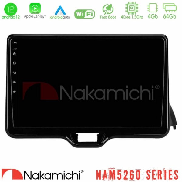 Nakamichi NAM5260 Series 4Core Android12 4+64GB Toyota Yaris 2020-> Navigation Multimedia Tablet 10" Με Carplay & Android Auto
