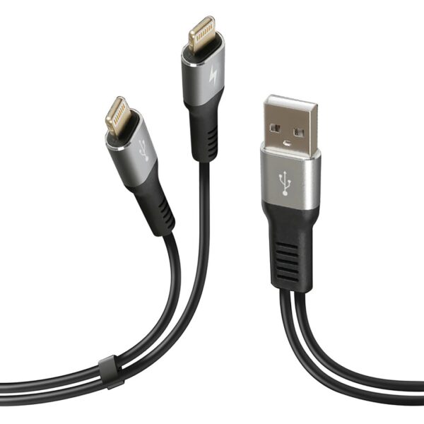 ALL IN POINT ΚΑΛΩΔΙΟ ΦΟΡΤΙΣΗΣ ΚΑΙ ΣΥΓΧΡΟΝΙΣΜΟΥ 100cm 480 MB/S 3000mA ΜΕ 2 APPLE 8 PIN (FAST CHARGE) - AIN-164128 LEFKELIS.GR
