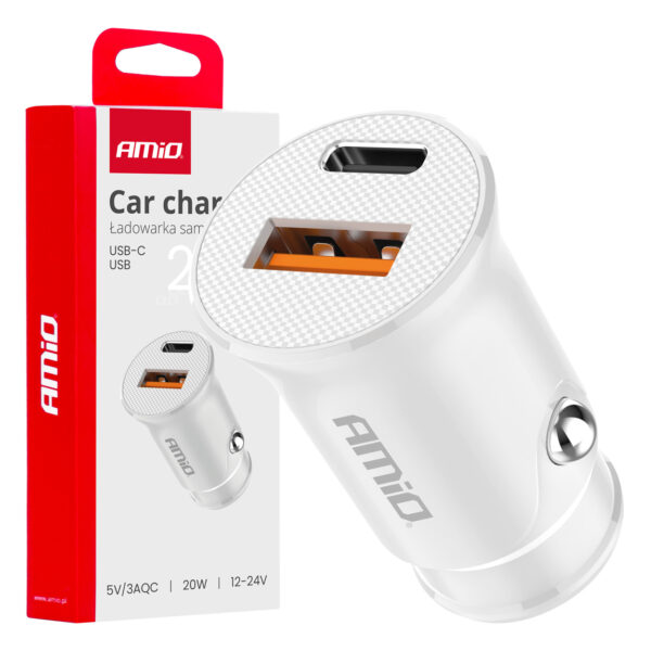 ALL IN POINT ΦΟΡΤΙΣΤΗΣ ΑΝΑΠΤΗΡΑ 12/24V ΜΕ 2 ΘΥΡΕΣ USB-C+USB 20W 5V/3AQC ΤΑΧΕΙΑΣ ΦΟΡΤΙΣΗΣ ΛΕΥΚΟΣ AMIO - 1 Τεμ. - AIN-182717 LEFKELIS.GR