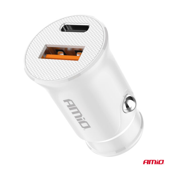 ΦΟΡΤΙΣΤΗΣ ΑΝΑΠΤΗΡΑ 12/24V ΜΕ 2 ΘΥΡΕΣ USB-C+USB 20W 5V/3AQC ΤΑΧΕΙΑΣ ΦΟΡΤΙΣΗΣ ΛΕΥΚΟΣ AMIO - 1 Τεμ. - Image 4