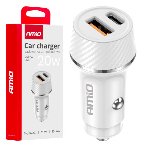ALL IN POINT ΦΟΡΤΙΣΤΗΣ ΑΝΑΠΤΗΡΑ 12/24V ΜΕ 2 ΘΥΡΕΣ USB-C+USB 20W 5V/3AQC ΤΑΧΕΙΑΣ ΦΟΡΤΙΣΗΣ ΛΕΥΚΟΣ AMIO - 1 Τεμ. - AIN-182718 LEFKELIS.GR