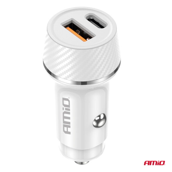 ΦΟΡΤΙΣΤΗΣ ΑΝΑΠΤΗΡΑ 12/24V ΜΕ 2 ΘΥΡΕΣ USB-C+USB 20W 5V/3AQC ΤΑΧΕΙΑΣ ΦΟΡΤΙΣΗΣ ΛΕΥΚΟΣ AMIO - 1 Τεμ. - Image 6