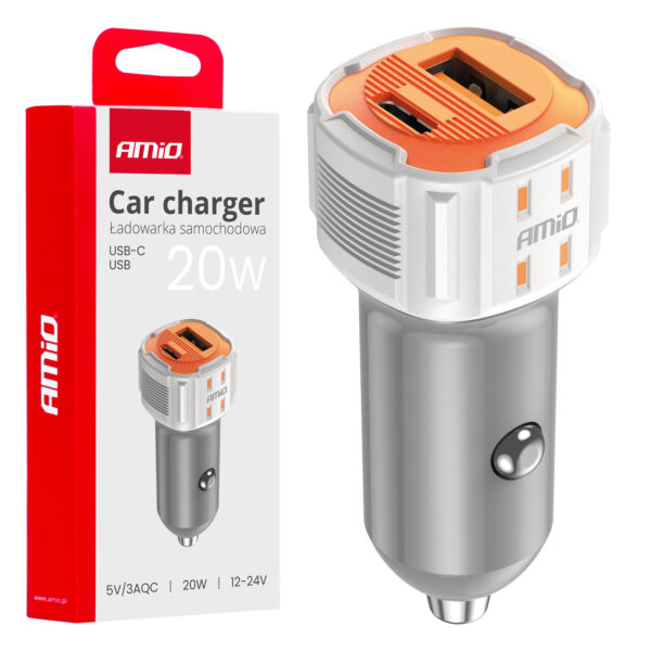 ALL IN POINT ΦΟΡΤΙΣΤΗΣ ΑΝΑΠΤΗΡΑ 12/24V ΜΕ 2 ΘΥΡΕΣ USB-C+USB 20W 5V/3AQC ΤΑΧΕΙΑΣ ΦΟΡΤΙΣΗΣ ΛΕΥΚΟΣ AMIO - 1 Τεμ. - AIN-182722 LEFKELIS.GR