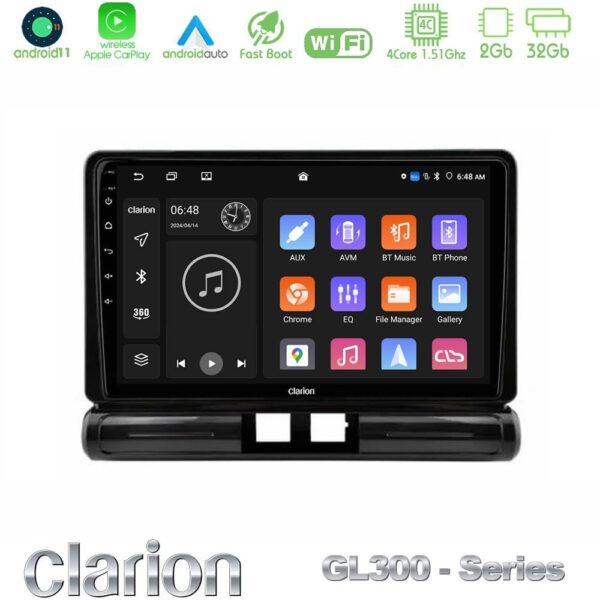 Clarion GL300 Series 4Core Android11 2+32GB Citroen C3 2016-> Navigation Multimedia Tablet 9" Με Carplay & Android Auto