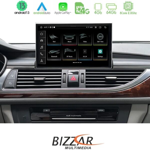 Bizzar Audi A6 2012-2018 Android13 8Core (4+64GB) Navigation Multimedia 8,4″ HD OEM Style