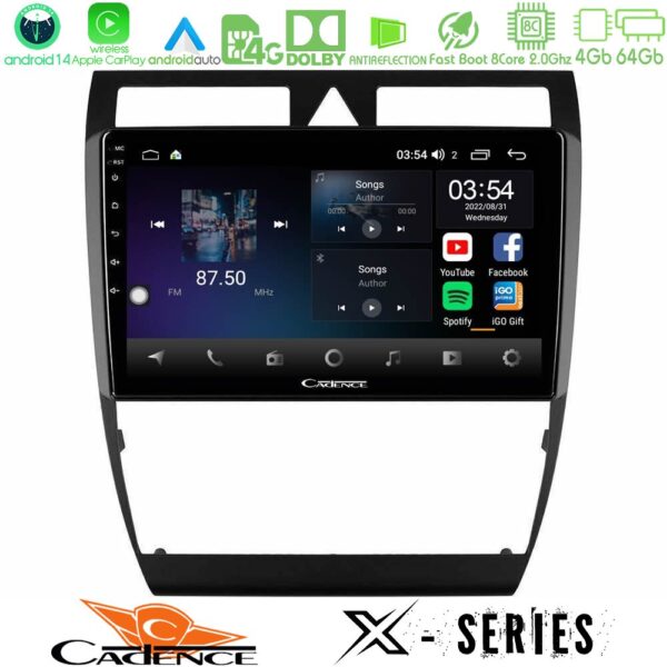 Cadence X Series Audi A6 (C5) 1997-2004 8core Android12 4+64GB Navigation Multimedia Tablet 9"