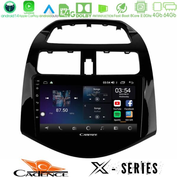 Cadence X Series Chevrolet Spark 2009-2015 8core Android12 4+64GB Navigation Multimedia Tablet 9"