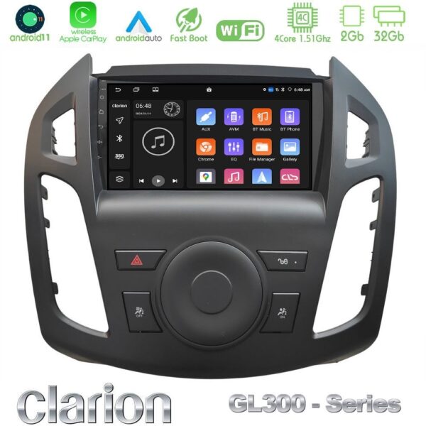 Clarion GL300 Series 4Core Android11 2+32GB Ford Transit Connect Navigation Multimedia Tablet 9" Με Carplay & Android Auto