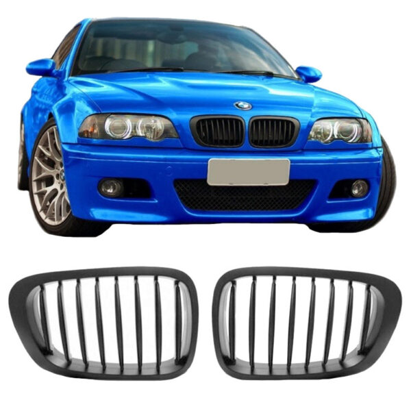 All in Point Καρδιές Μάσκας Για Bmw 3 E46 99-03 Coupe/Cabrio Μαύρο Ματ Με 8 Γραμμές 2 Τεμάχια 0002155