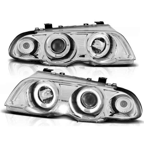 All in Point Μπροστινά Φανάρια Set Για Bmw 3 E46 Sedan/Caravan 99-01 Angel Eyes Χρωμίου H1/H1 Sonar 0003156
