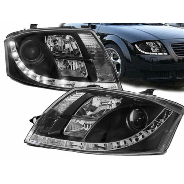 All in Point Μπροστινά Φανάρια Set Για Audi TT 8N 98-05 DRL Μαύρα H7/H1/H7 Με Μοτέρ Sonar 0004086