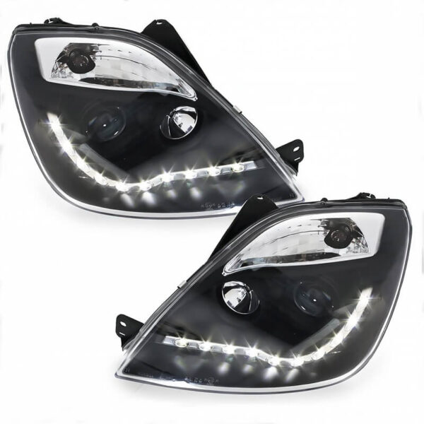 Μπροστινά Φανάρια Set Για Ford Fiesta 02-05 DRL Μαύρα H1/H1 Με Μοτέρ JunYan - Image 2