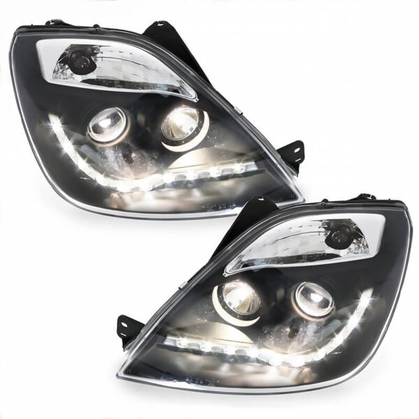 Μπροστινά Φανάρια Set Για Ford Fiesta 02-05 DRL Μαύρα H1/H1 Με Μοτέρ JunYan - Image 3