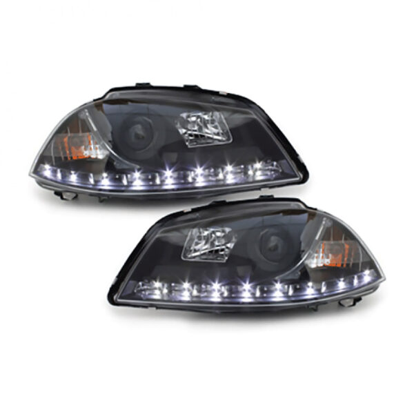 Μπροστινά Φανάρια Set Για Seat Ibiza 6L 02-08 DRL Μαύρα H1/H1 Sonar - Image 2
