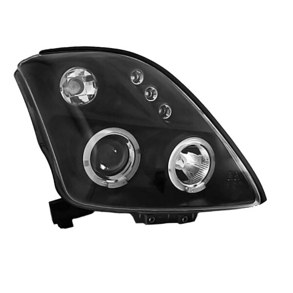 Μπροστινά Φανάρια Set Για Suzuki Swift 05-10 Angel Eyes & Led Μαύρα H1/H1 Manual JunYan - Image 2