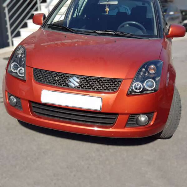 Μπροστινά Φανάρια Set Για Suzuki Swift 05-10 Angel Eyes & Led Μαύρα H1/H1 Manual JunYan - Image 5