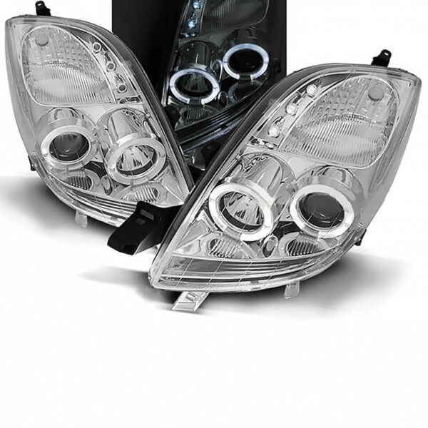 All in Point Μπροστινά Φανάρια Set Για Toyota Yaris 06-09 Angel Eyes & Led Χρωμίου H1/H1 Sonar 0004097