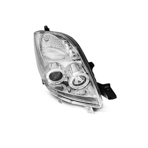 Μπροστινά Φανάρια Set Για Toyota Yaris 06-09 Angel Eyes & Led Χρωμίου H1/H1 Sonar - Image 2