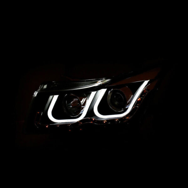 Μπροστινά Φανάρια Set Για Chevrolet Cruze 09-12 Tube DRL & U Angel Eyes & Led Φλας Μαύρα H7/H1 Manual Eagle Eyes - Image 4