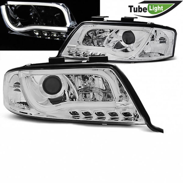 All in Point Μπροστινά Φανάρια Set Για Audi A6 4B 97-01 DRLTube Light Χρωμίου H1/H1 Sonar 0004869