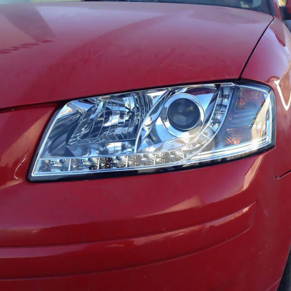 Μπροστινά Φανάρια Set Για Audi A3 8P 03-08 DRL Χρωμίου H7/H1 Sonar - Image 3