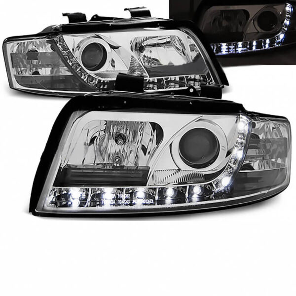 All in Point Μπροστινά Φανάρια Set Για Audi A4 B6 00-04 DRL Χρωμίου H1/H1 Sonar 0005064