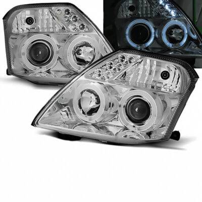 All in Point Μπροστινά Φανάρια Set Για Citroen C2 04-10 Angel Eyes & Led Χρωμίου H1/H1 Manual JunYan 0005072