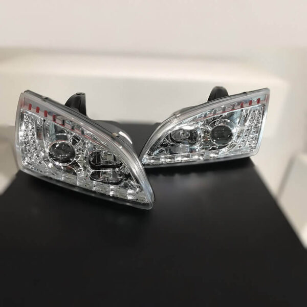 Μπροστινά Φανάρια Set Για Ford Focus 04-08 DRL & Led Φλας Χρωμίου H1/H1 JunYan - Image 2