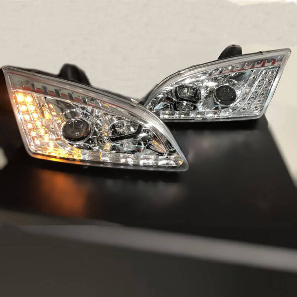 Μπροστινά Φανάρια Set Για Ford Focus 04-08 DRL & Led Φλας Χρωμίου H1/H1 JunYan - Image 3