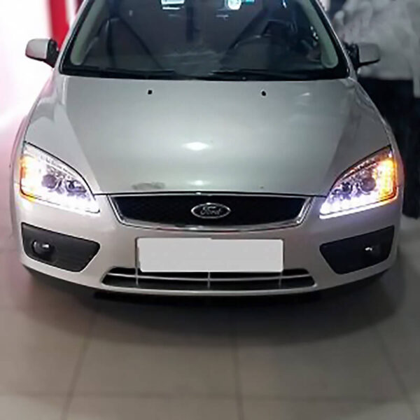 Μπροστινά Φανάρια Set Για Ford Focus 04-08 DRL & Led Φλας Χρωμίου H1/H1 JunYan - Image 6