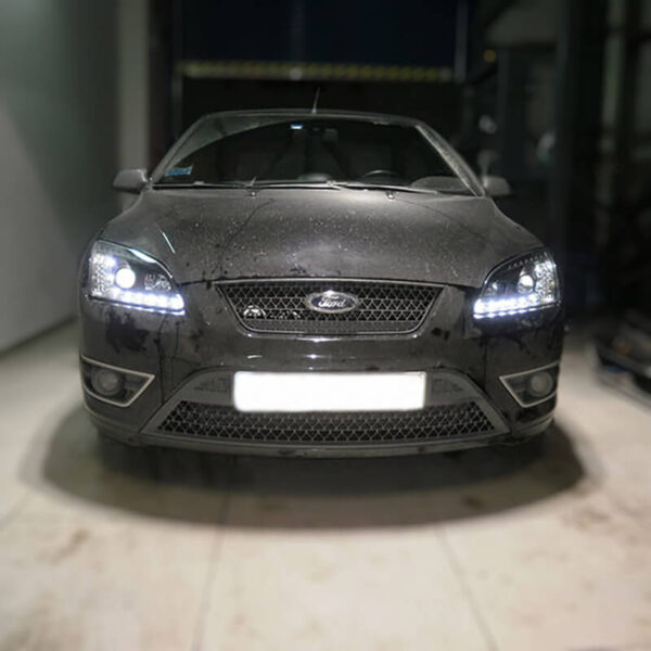 Μπροστινά Φανάρια Set Για Ford Focus 04-08 DRL & Led Φλας Μαύρα H1/H1 JunYan - Image 5