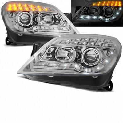 All in Point Μπροστινά Φανάρια Set Για Opel Astra H 04-09 DRL & Led Φλας Χρωμίου H1/H1 Manual JunYan 0005078