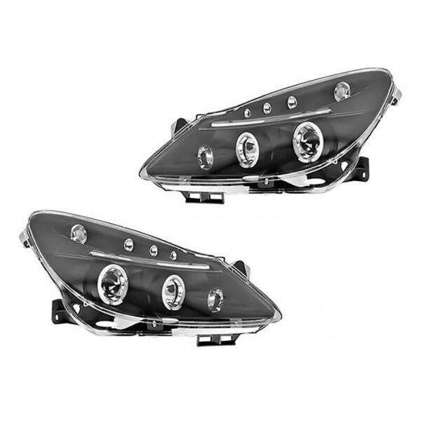 All in Point Μπροστινά Φανάρια Set Για Opel Corsa D 06-10 Angel Eyes & Led Μαύρα H1/H1/JunYan 0005080
