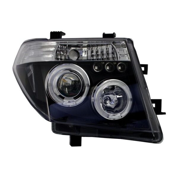 Μπροστινά Φανάρια Set Για Nissan Navara D40 05-10 Angel Eyes & Led Μαύρα H1/H1 Manual JunYan - Image 3