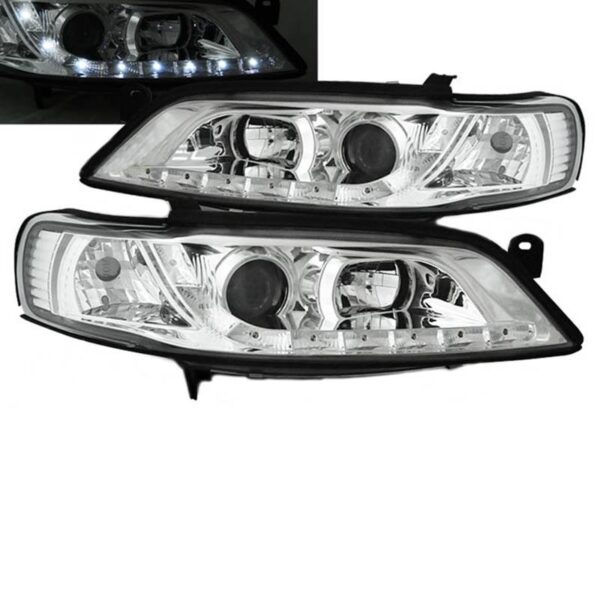 All in Point Μπροστινά Φανάρια Set Για Opel Vectra B 95-99 DRL Χρωμίου H1/H1 JunYan 0005125
