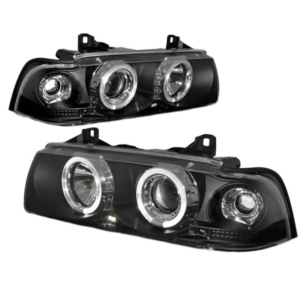 Μπροστινά Φανάρια Set Για Bmw 3 E36 90-99 Sedan / Compact / Touring Angel Eyes & Led Μαύρα H1/H1 Sonar - Image 2