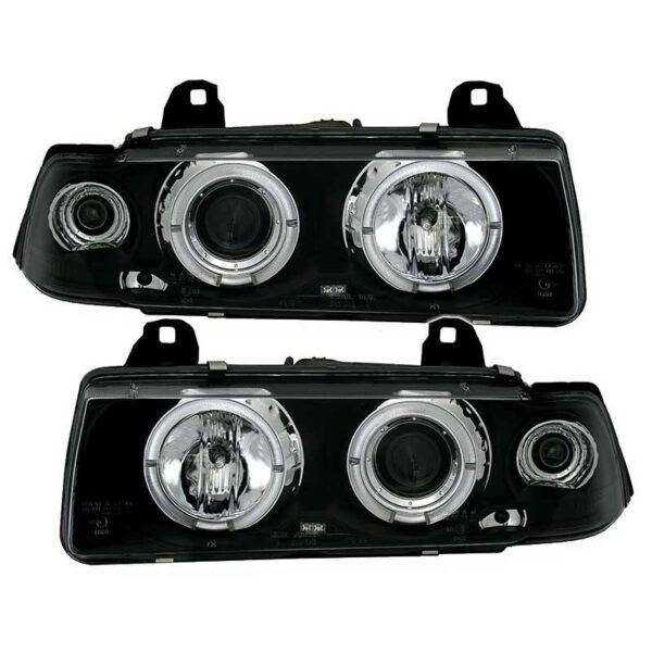 Μπροστινά Φανάρια Set Για Bmw 3 E36 90-99 Sedan / Compact / Touring Angel Eyes & Led Μαύρα H1/H1 Sonar - Image 3