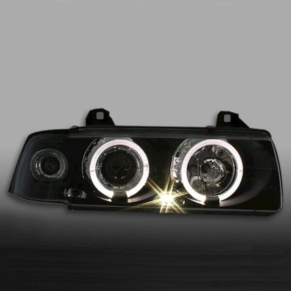 Μπροστινά Φανάρια Set Για Bmw 3 E36 90-99 Sedan / Compact / Touring Angel Eyes & Led Μαύρα H1/H1 Sonar - Image 4