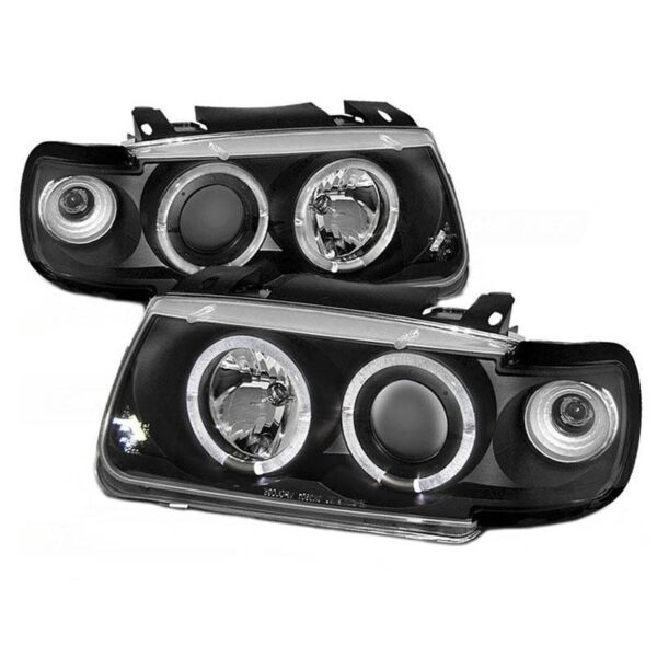 All in Point Μπροστινά Φανάρια Set Για Vw Polo 6N 94-99 Angel Eyes & Led Μαύρα H1/H1 Manual Sonar 0005710