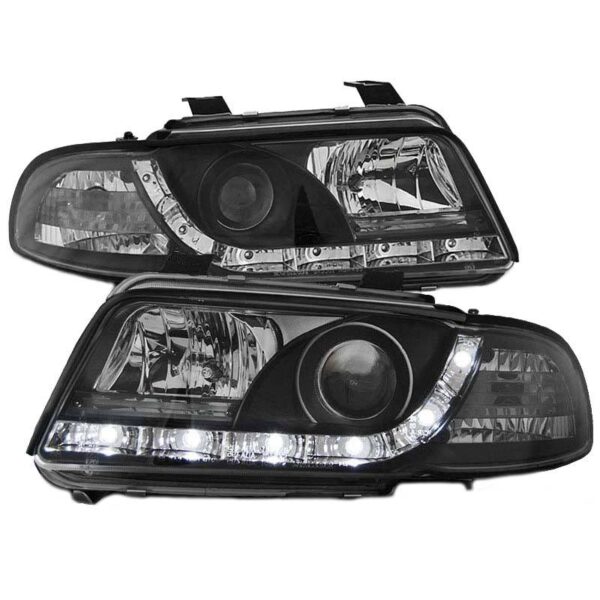 Μπροστινά Φανάρια Set Για Audi A4 B5 94-98 DRL Μαύρα H1/H1 Sonar - Image 2