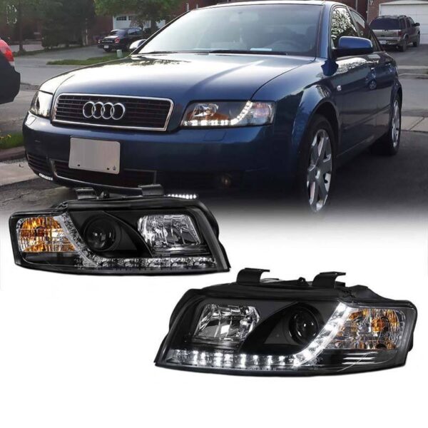 All in Point Μπροστινά Φανάρια Set Για Audi A4 B6 00-04 DRL Μαύρα H1/H1 Sonar 0008657