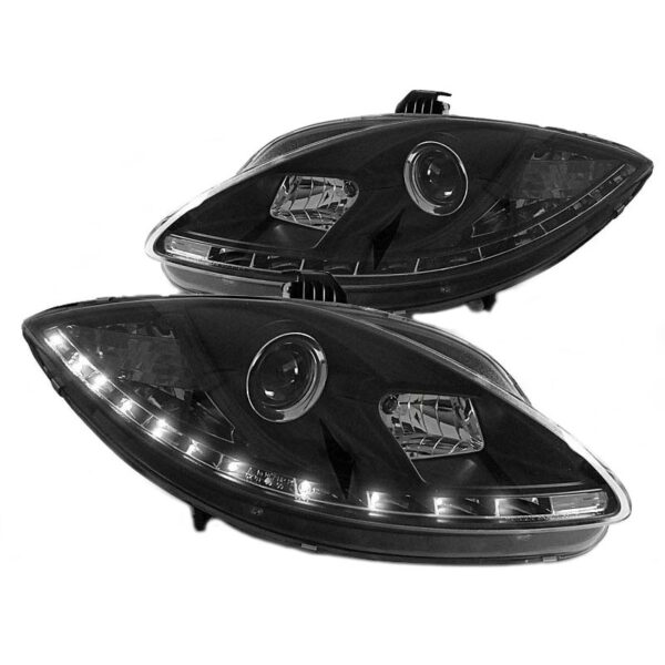 Μπροστινά Φανάρια Set Για Seat Leon 1P 05-09 DRL Μαύρα H1/H1 Sonar - Image 2
