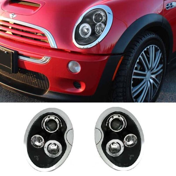 All in Point Μπροστινά Φανάρια Set Για Mini Cooper (R50/52/53) 01-06 Angel Eyes Μαύρα H1/H1 JunYan 0009027