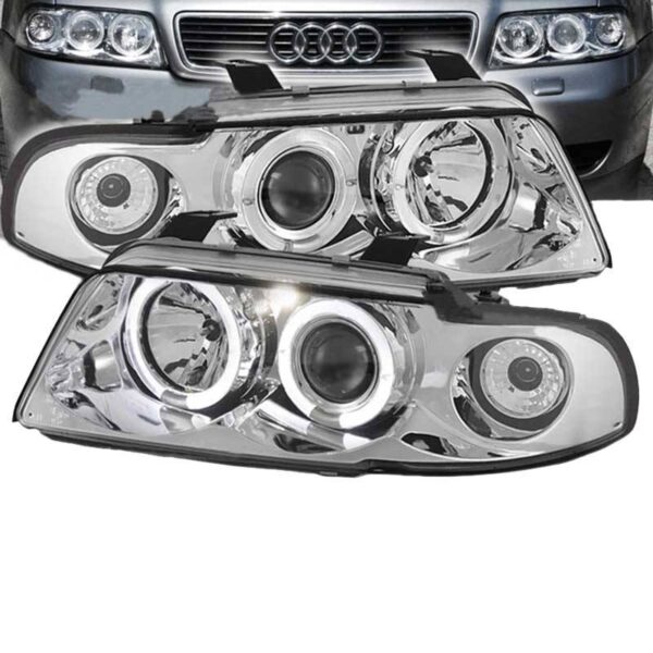 All in Point Μπροστινά Φανάρια Set Για Audi A4 B5 94-98 Angel Eyes Χρωμίου H1/H1 Sonar 0009474