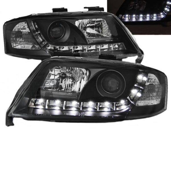 Μπροστινά Φανάρια Set Για Audi A6 4B 97-01 DRL Μαύρα H1/H1 Sonar - Image 2