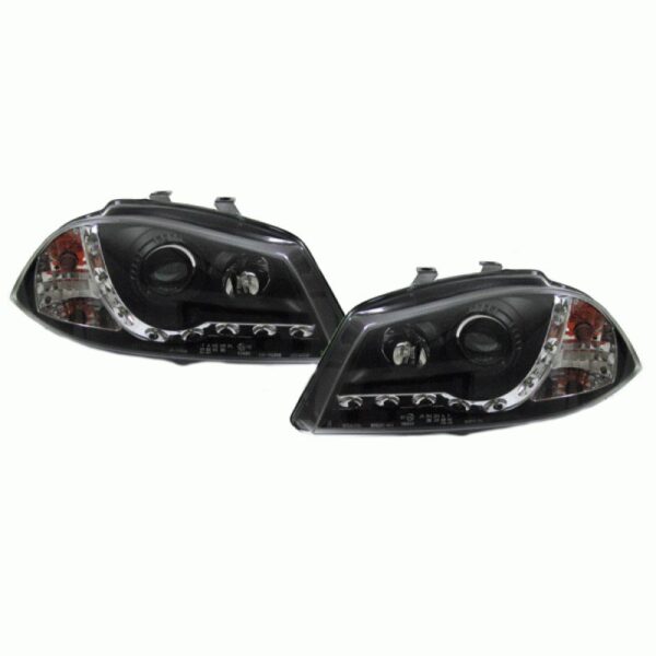 Μπροστινά Φανάρια Set Για Seat Ibiza 6L 02-08 DRL Μαύρα H1/H1 Junyan - Image 2