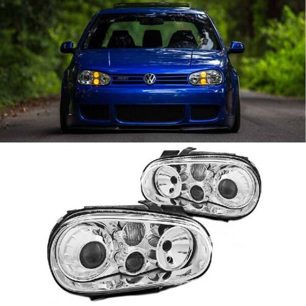 All in Point Μπροστινά Φανάρια Set Για Vw Golf IV (4) 97-03 R32 Look Projectors Χρωμίου H7/H7/H3 Depo 0009969