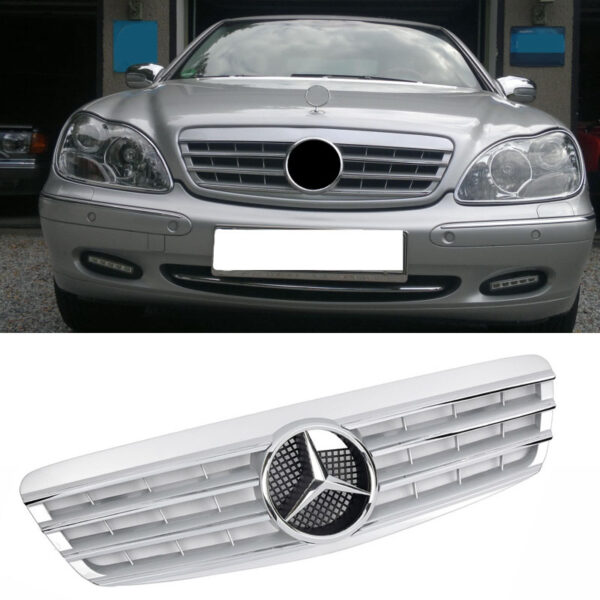 All in Point Μάσκα Για Mercedes-Benz S-Class W220 98-02 Amg Look Με 4 Γρίλιες Ασημί/Χρώμιο 1 Τεμάχιο 0010873